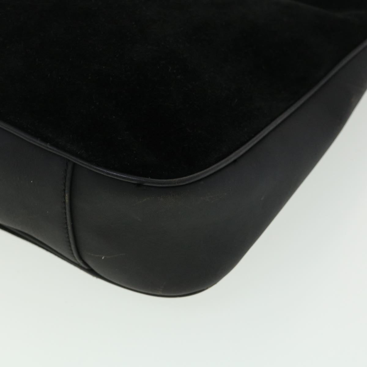 GUCCI Bamboo Hand Bag Suede Leather Black ac987