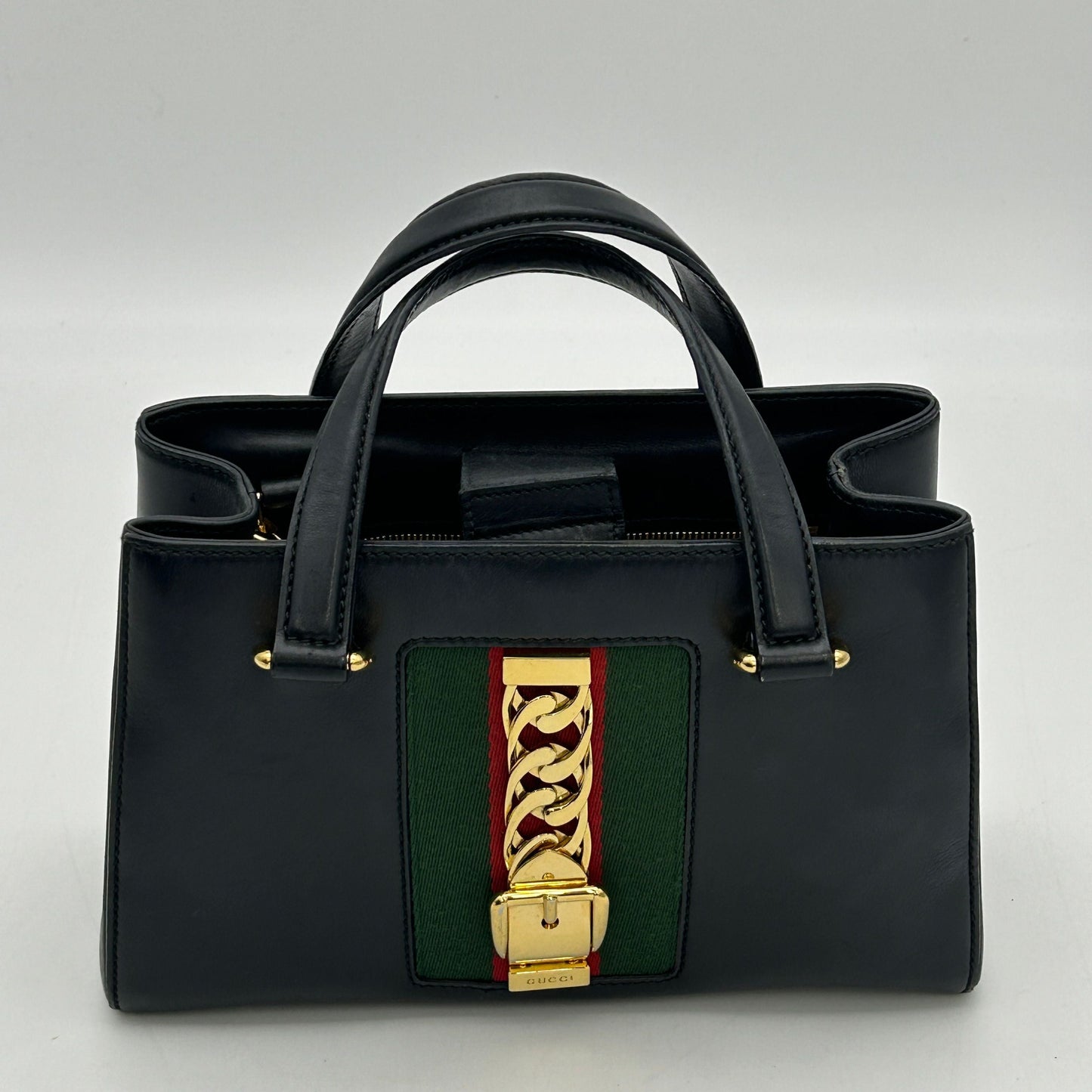 GUCCI Sylvie Handbag  Leather Black Plain for Women LA25981