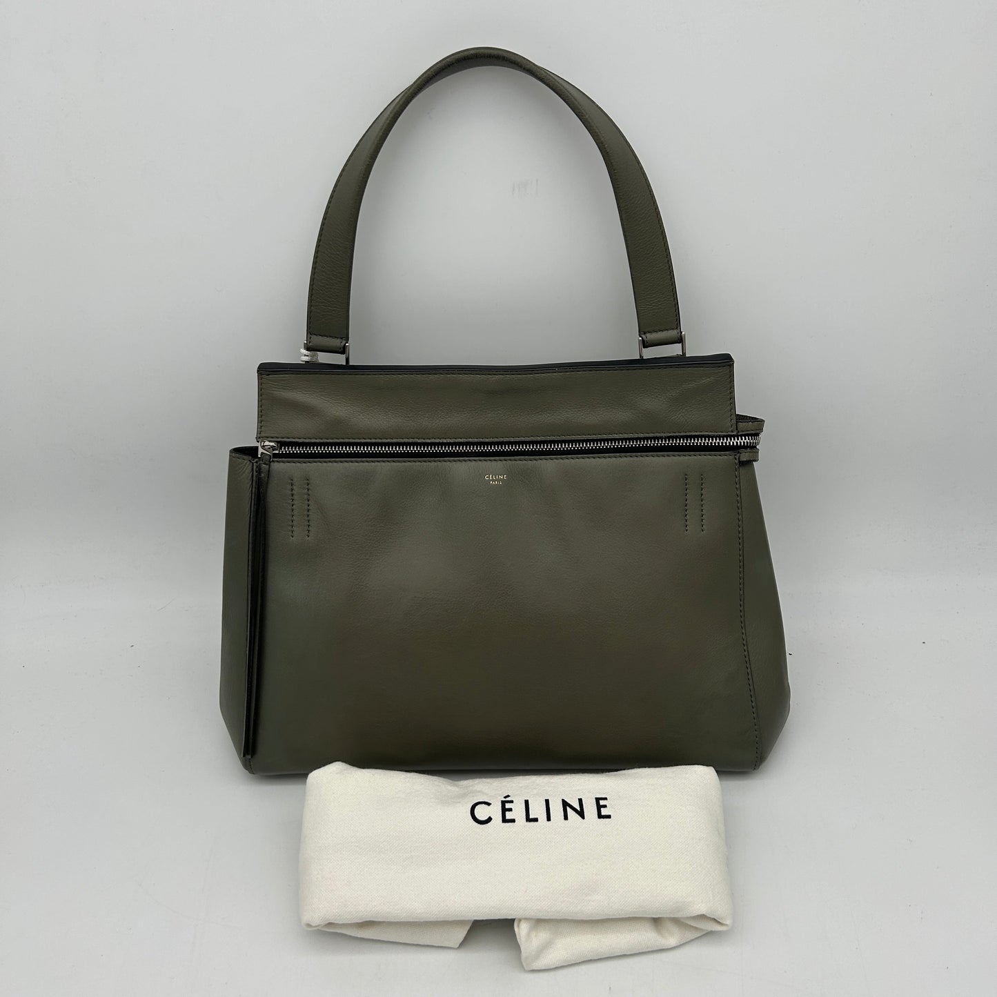 Celine Medium Edge Green Leather Shoulder Bag