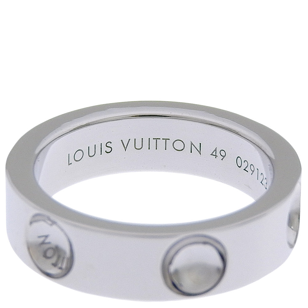 Louis Vuitton Pittburg 9.5 Ring Implant UHA875 K18 White G French Made  7.0g Petit Berg