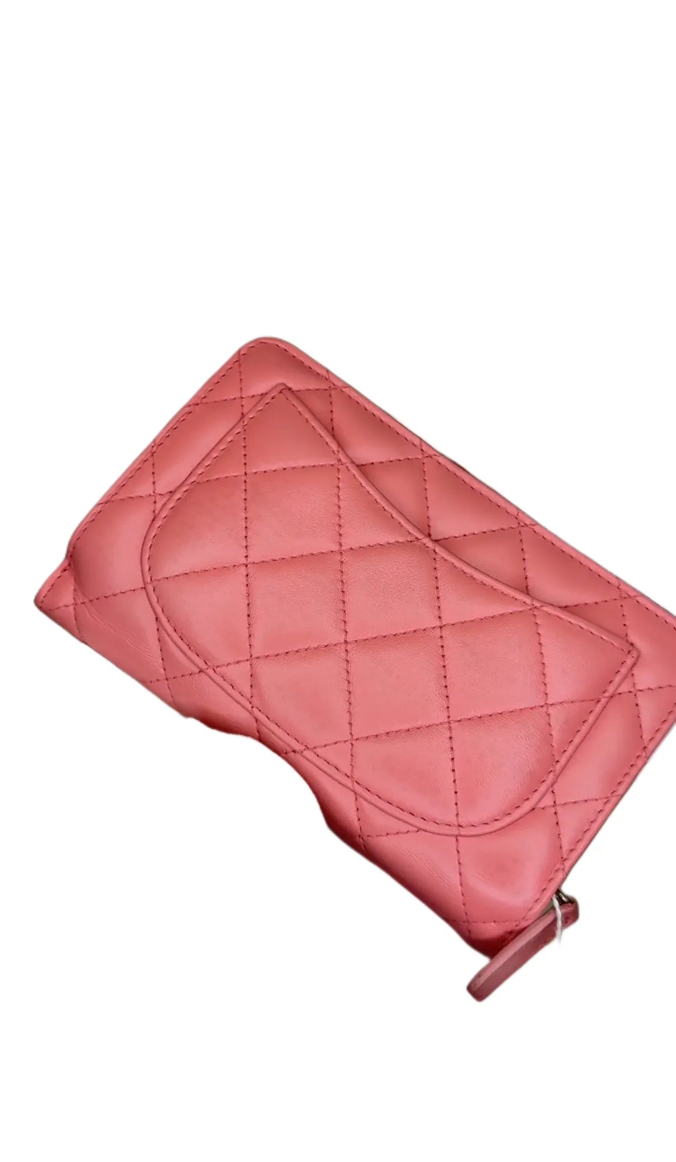 Chanel Pink Lambskin Quilted Zipped Pocket Wallet