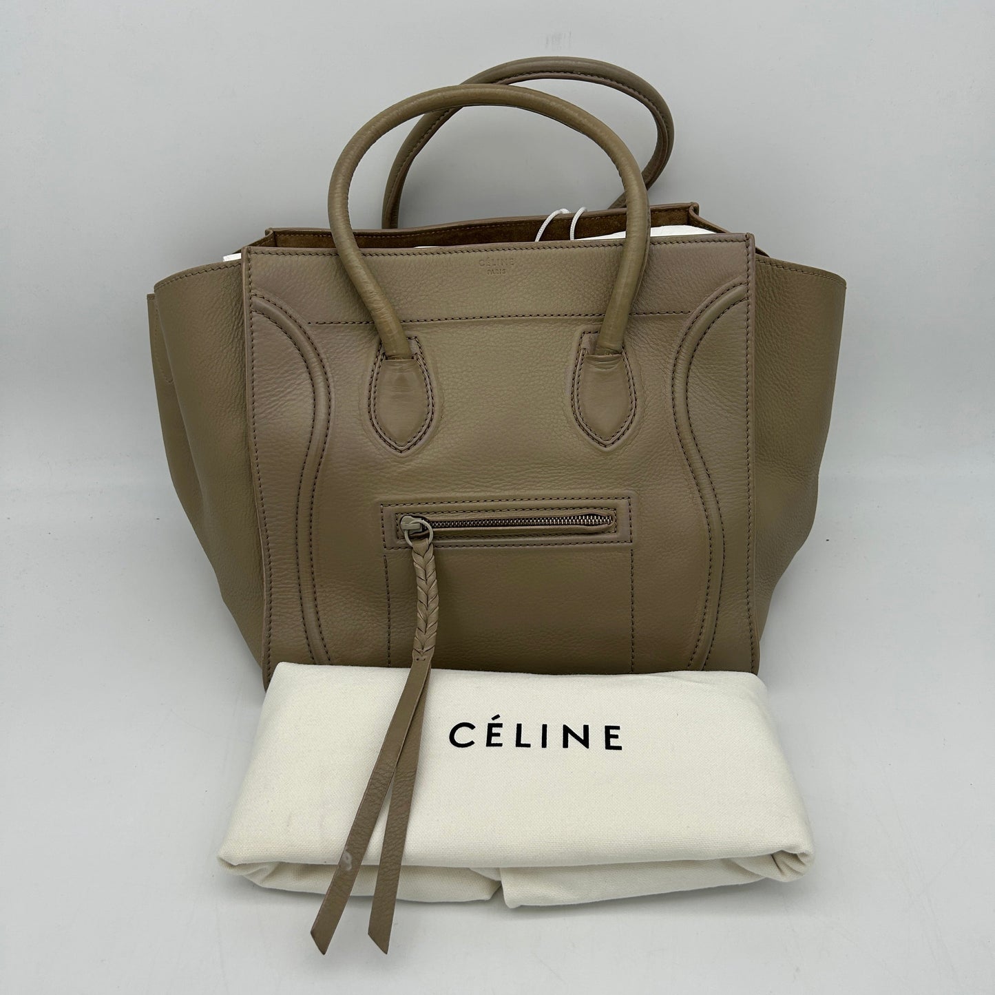 Celine Phantom Luggage Olive Leather Handbag Medium