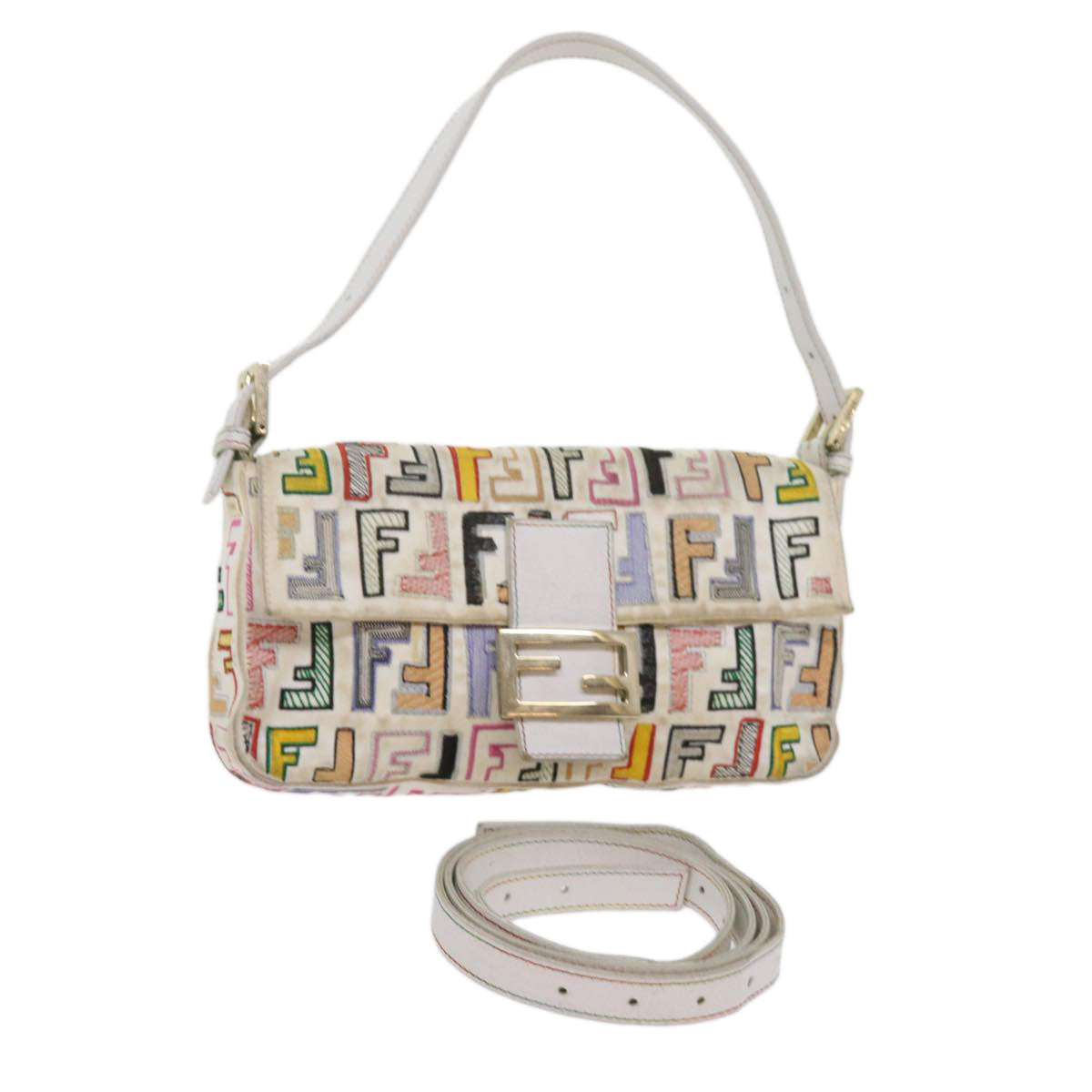FENDI Zucca Canvas Mamma Baguette Shoulder Bag Multicolor ai670