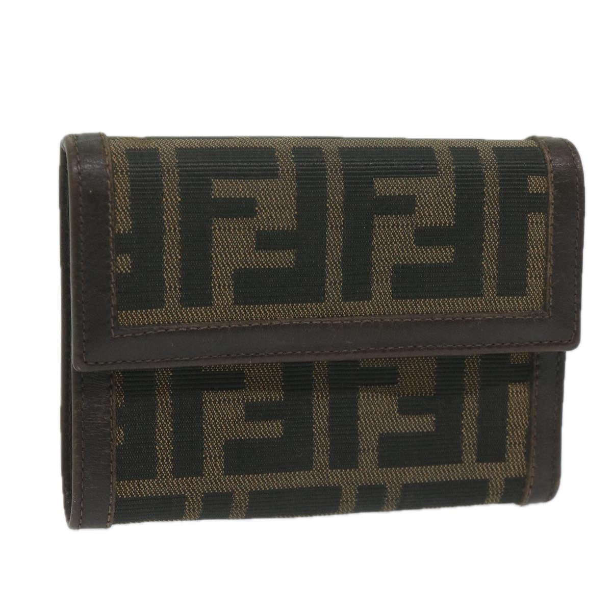 FENDI Zucca Canvas Wallet Black Brown ai711