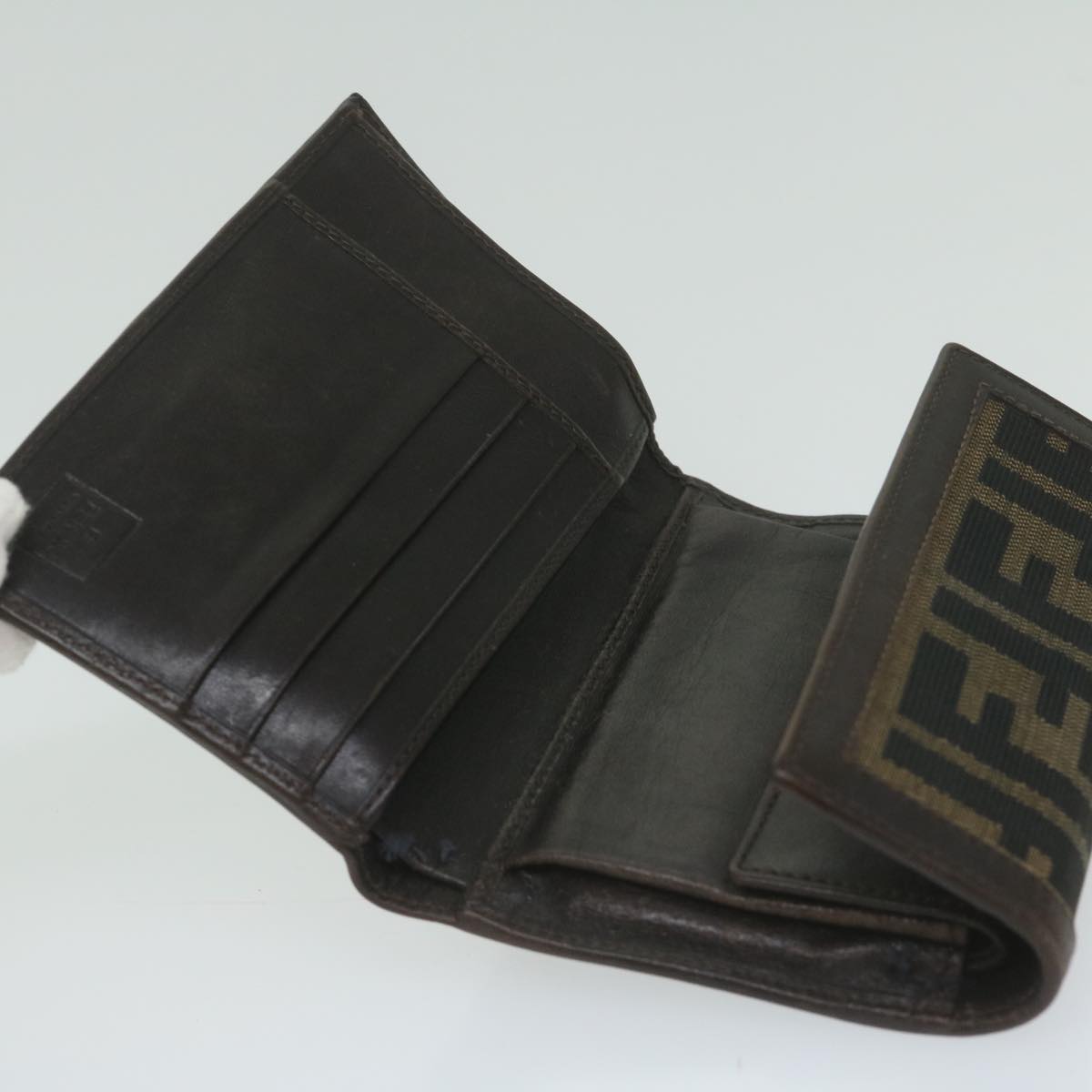 FENDI Zucca Canvas Wallet Black Brown ai711