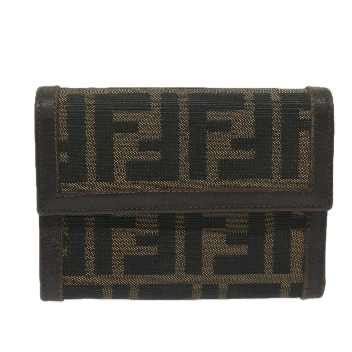 FENDI Zucca Canvas Wallet Black Brown ai711