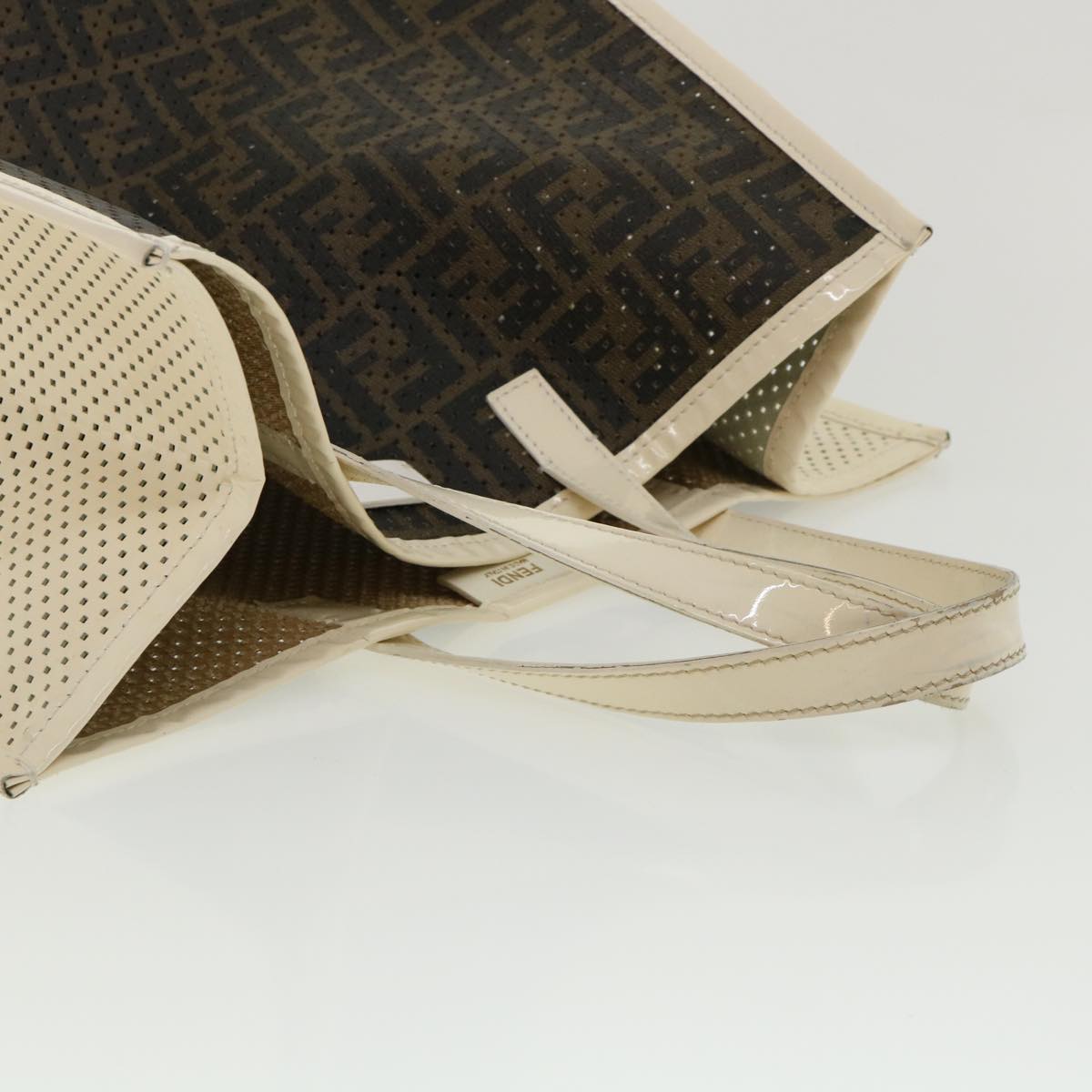 FENDI Zucca Canvas punching Tote Bag Brown am3208