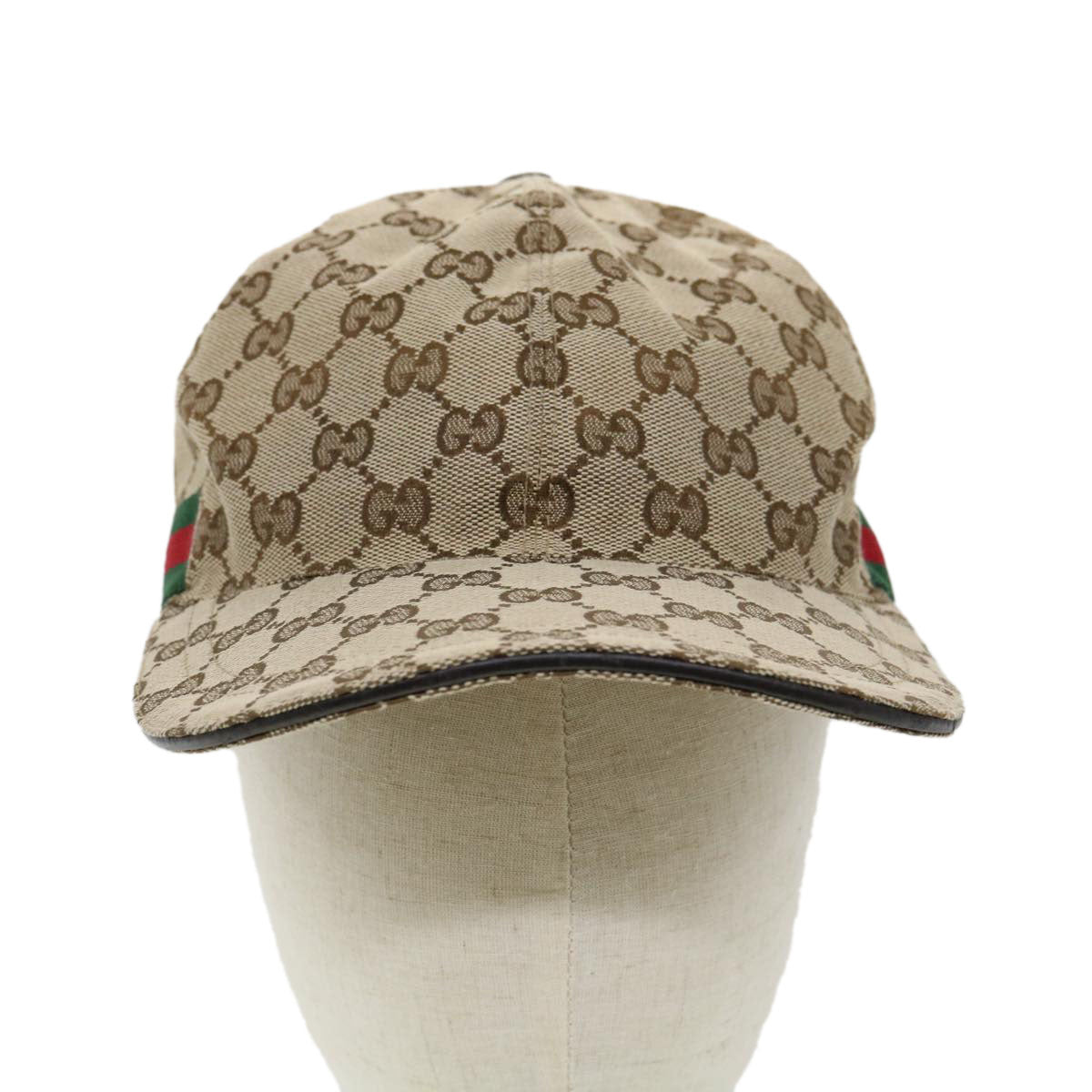 GUCCI Web Sherry Line GG Canvas Cap Beige Green Red am3212