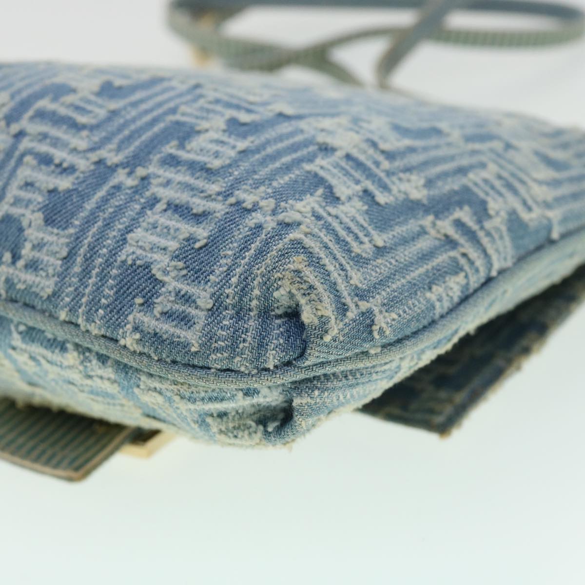 FENDI Zucca Canvas Mamma Baguette Shoulder Bag Blue am3268A