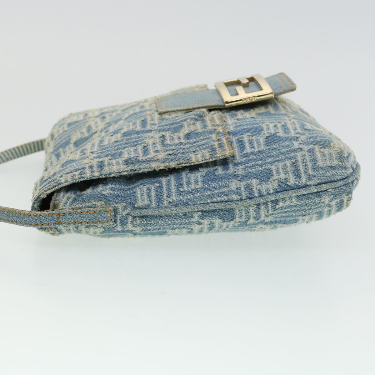 FENDI Zucca Canvas Mamma Baguette Shoulder Bag Blue am3268A