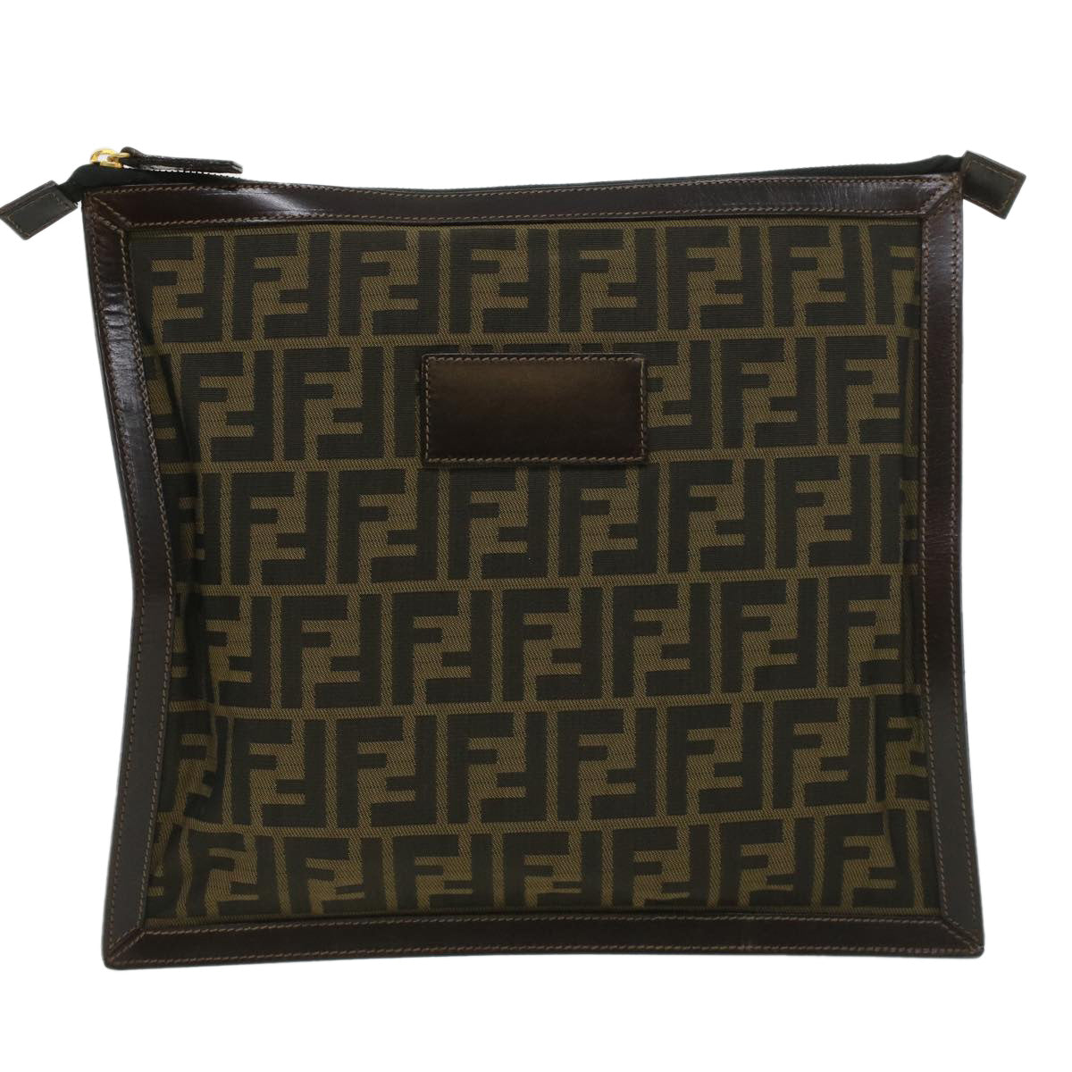 FENDI Zucca Canvas Clutch Bag Brown am3368