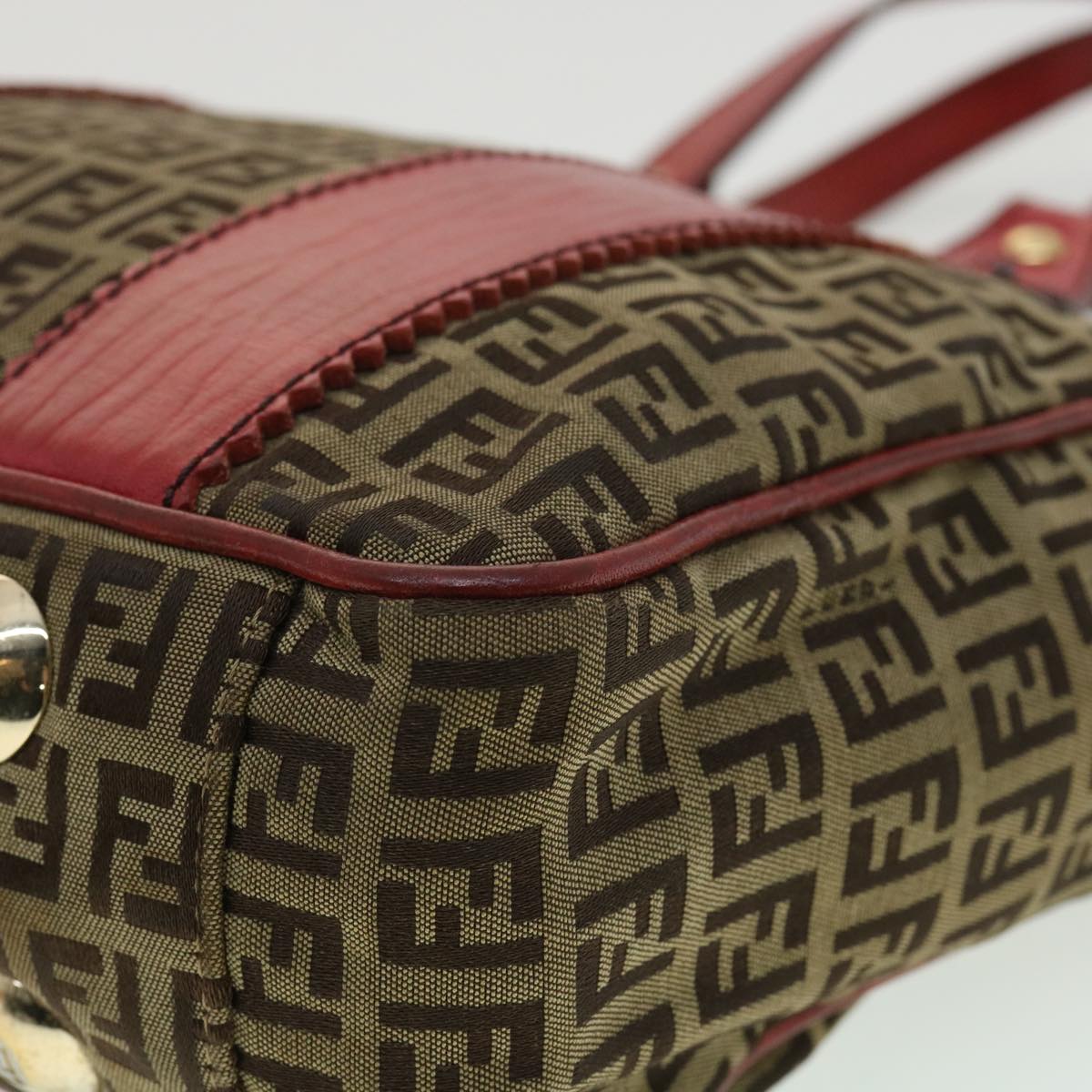 FENDI Zucchino Canvas Shoulder Bag Beige am3439