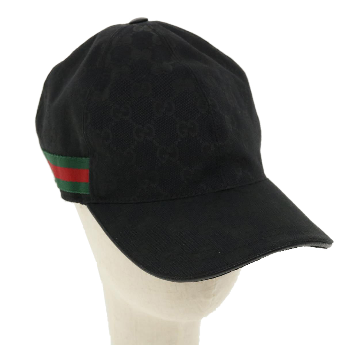GUCCI Web Sherry Line GG Canvas Cap Black Green Red am3454