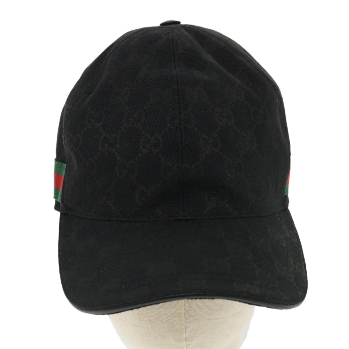 GUCCI Web Sherry Line GG Canvas Cap Black Green Red am3454
