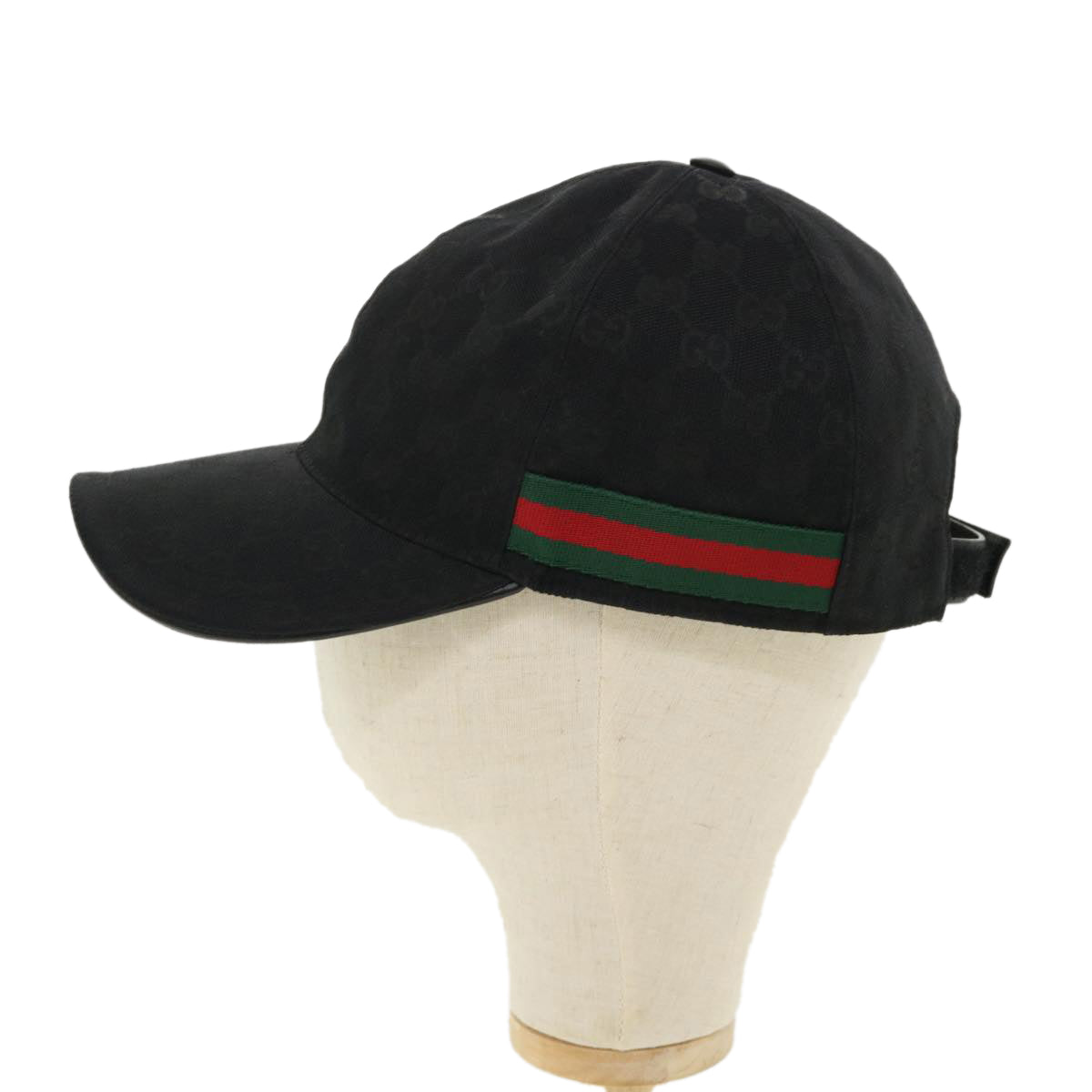 GUCCI Web Sherry Line GG Canvas Cap Black Green Red am3454