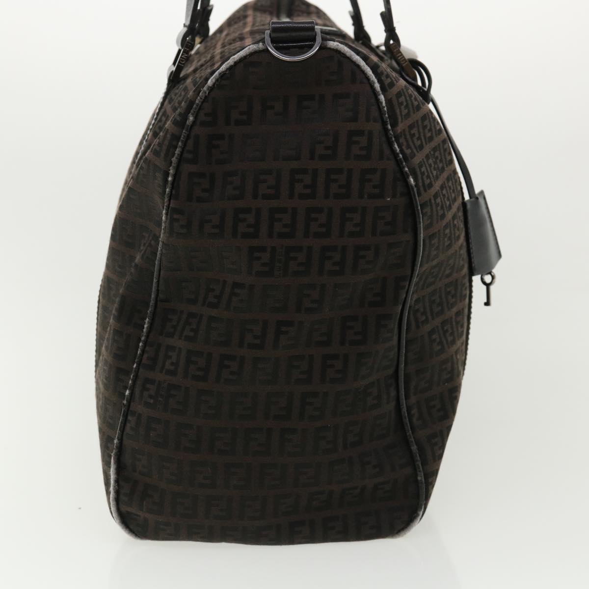 FENDI Zucchino Canvas Boston Bag Black am3471