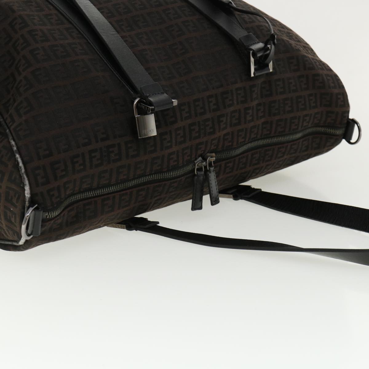 FENDI Zucchino Canvas Boston Bag Black am3471