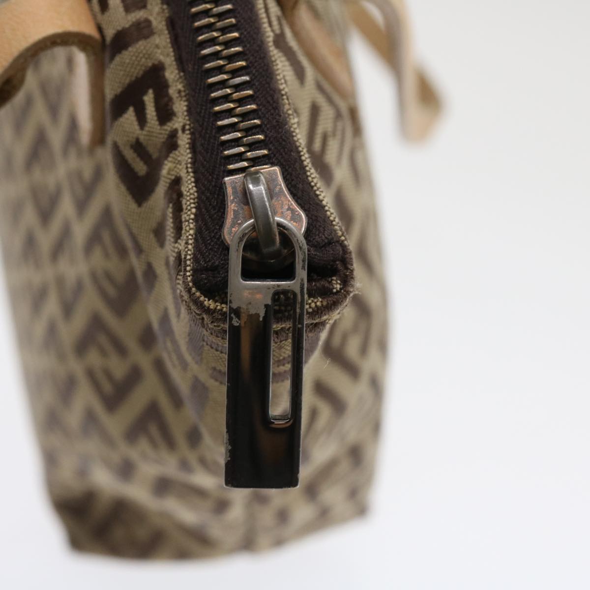 FENDI Zucchino Canvas Shoulder Bag Brown am3565