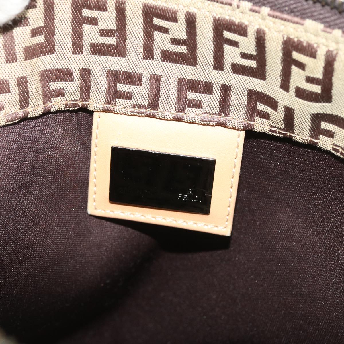 FENDI Zucchino Canvas Shoulder Bag Brown am3565