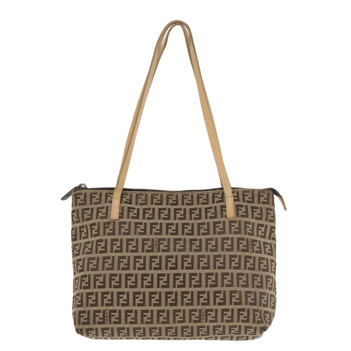 FENDI Zucchino Canvas Shoulder Bag Brown am3565