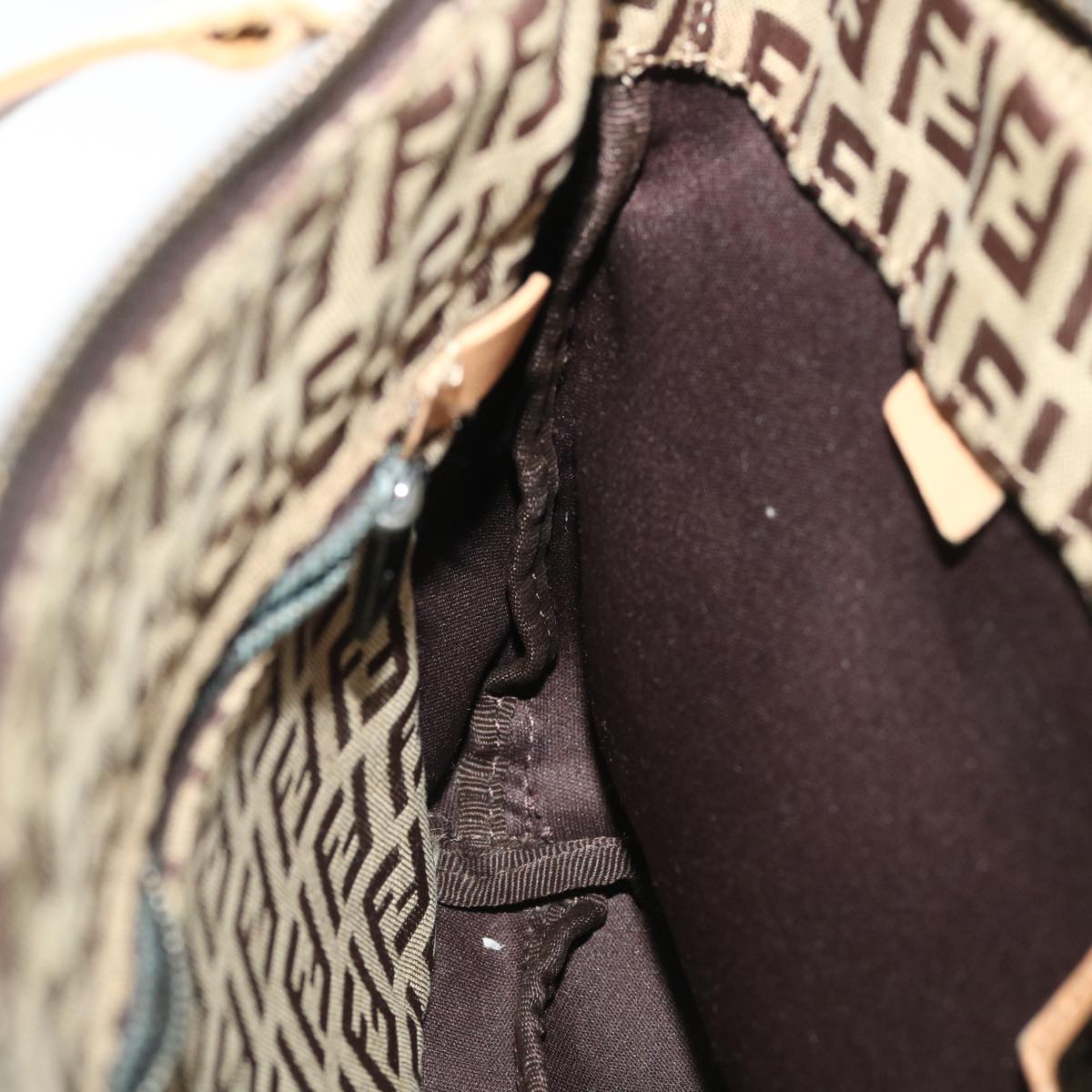FENDI Zucchino Canvas Shoulder Bag Brown am3565