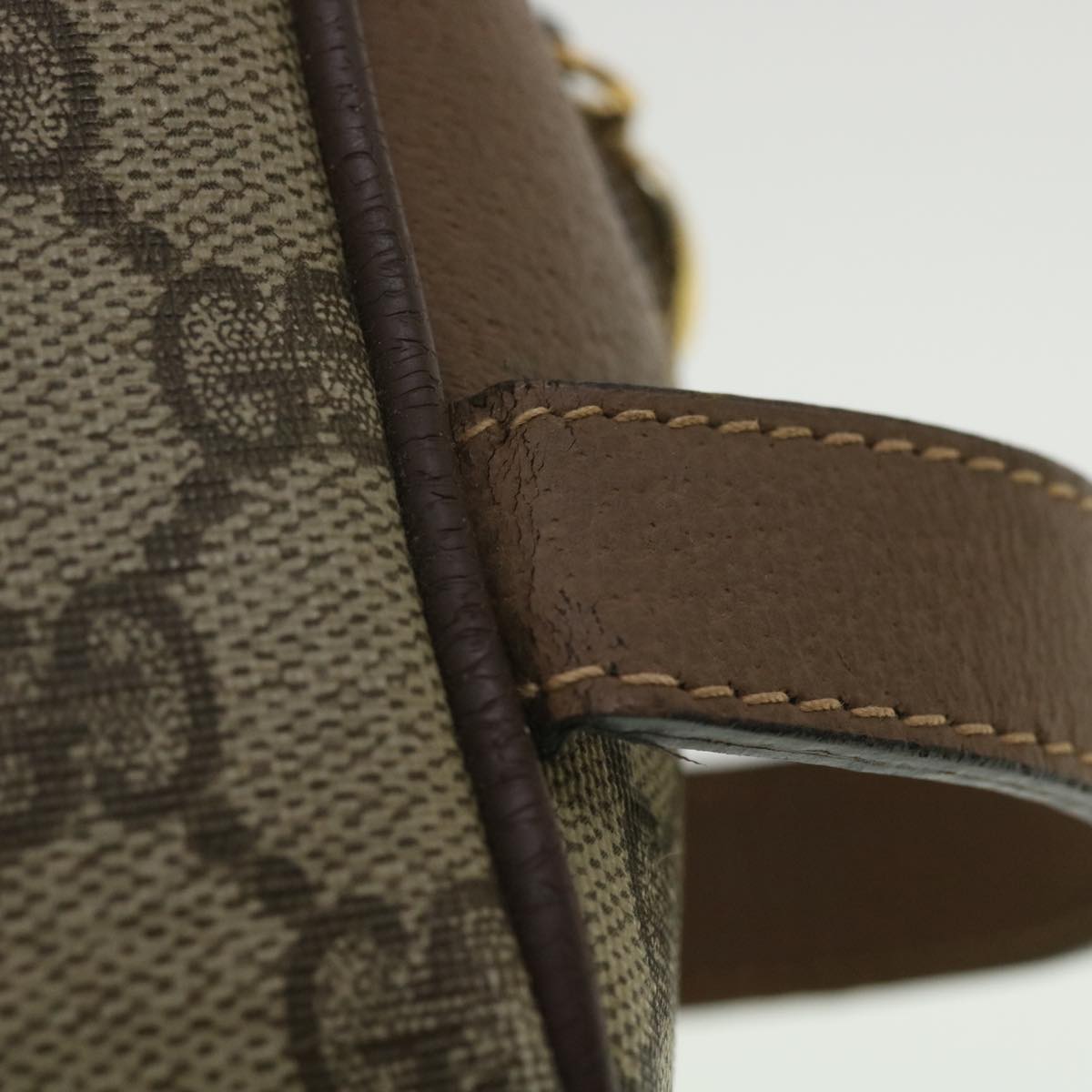 GUCCI GG Canvas Clutch Bag PVC Leather Beige am3609