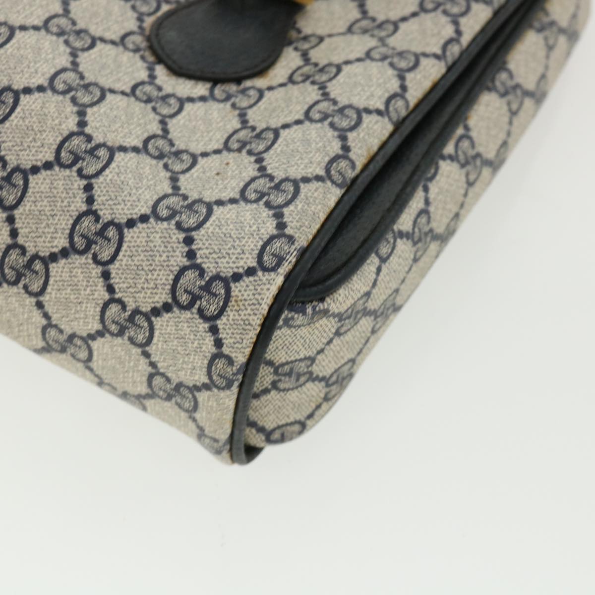 GUCCI GG Canvas Hand Bag PVC Leather Navy am3682