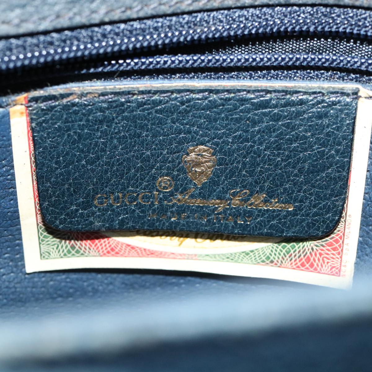 GUCCI GG Canvas Hand Bag PVC Leather Navy am3682