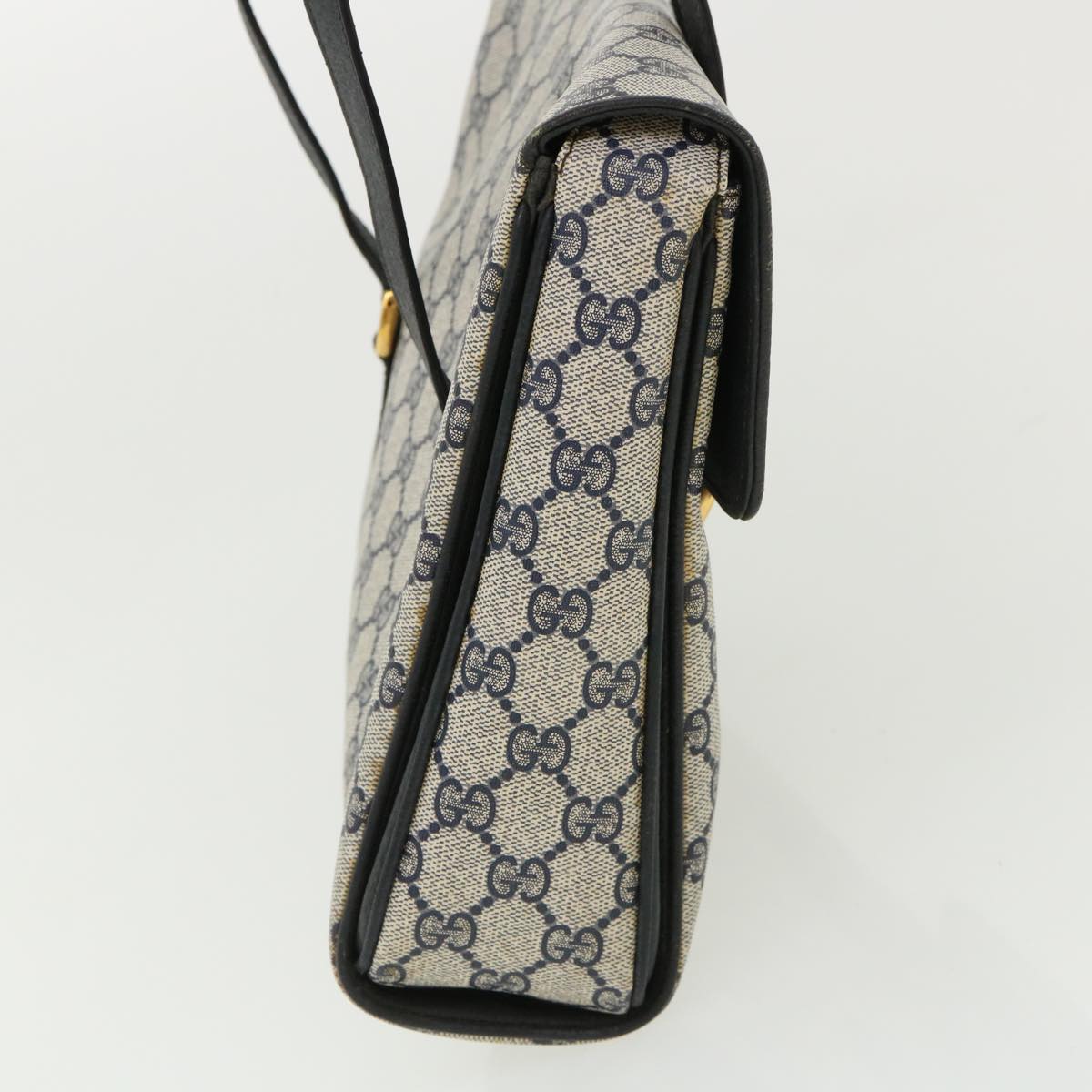 GUCCI GG Canvas Hand Bag PVC Leather Navy am3682