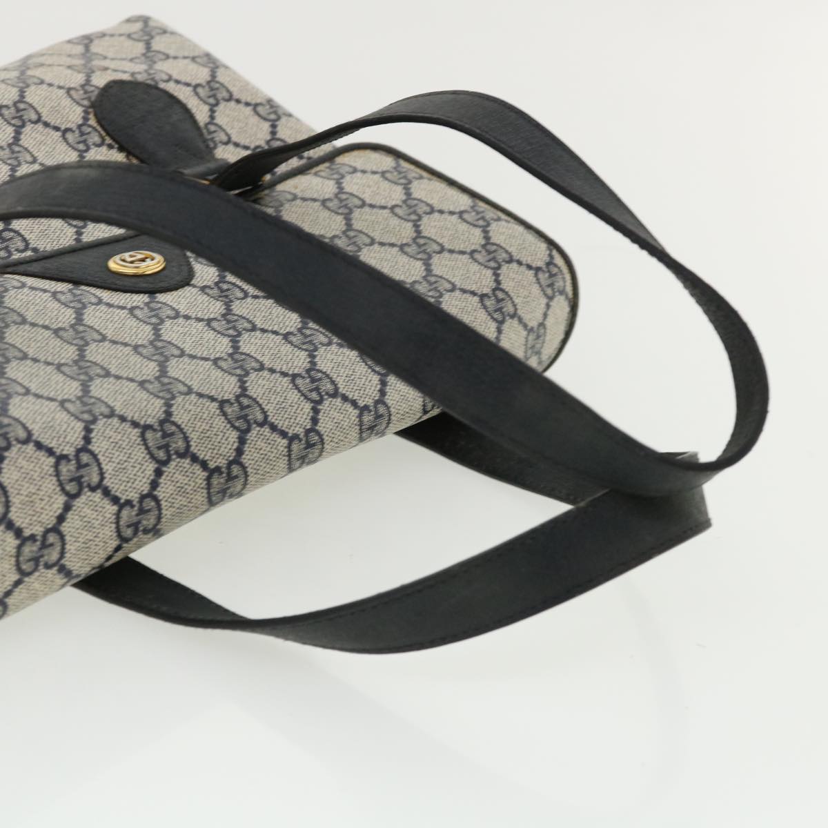 GUCCI GG Canvas Hand Bag PVC Leather Navy am3682