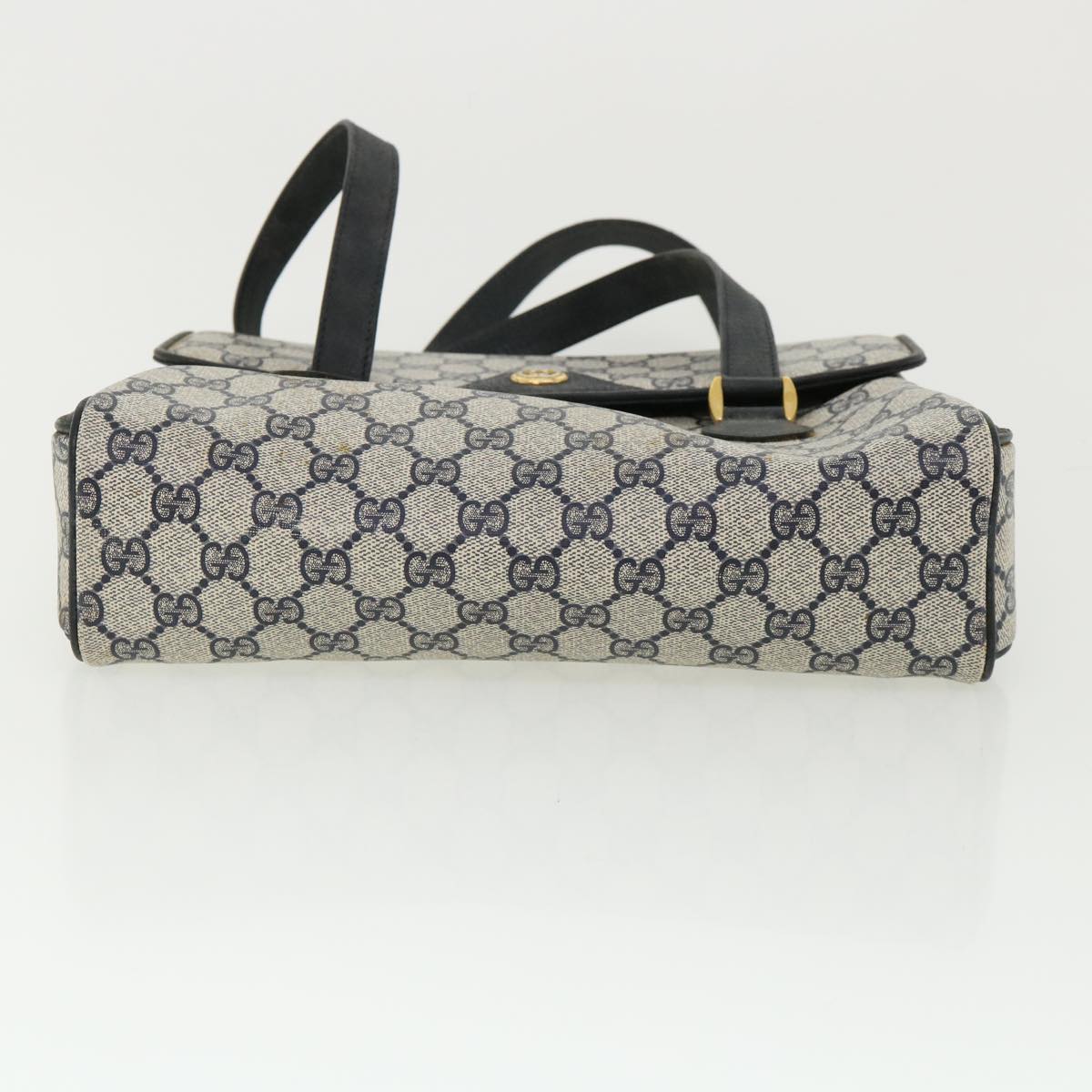 GUCCI GG Canvas Hand Bag PVC Leather Navy am3682