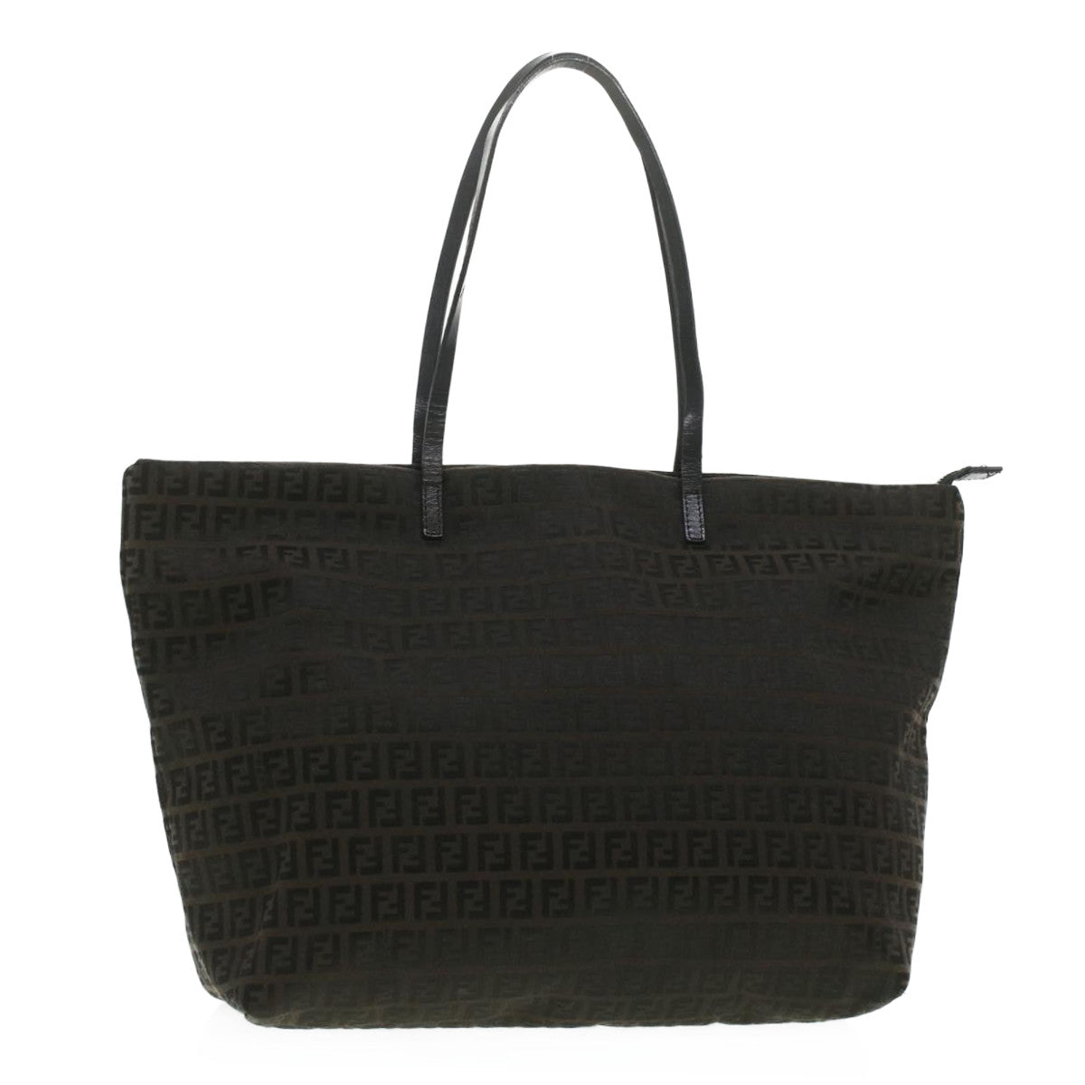 FENDI Zucchino Canvas Tote Bag Dark Brown am3762