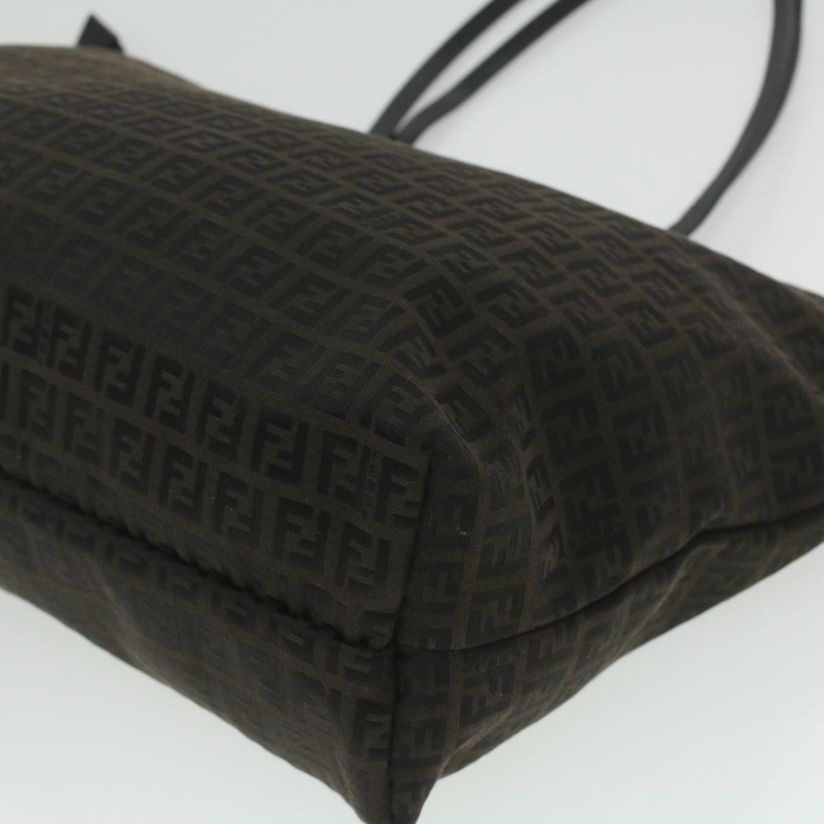 FENDI Zucchino Canvas Tote Bag Dark Brown am3762