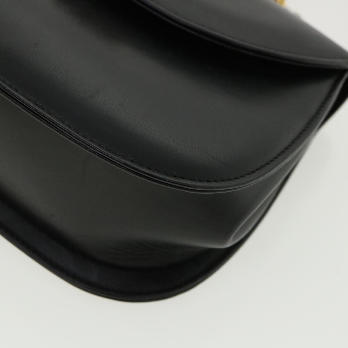 GUCCI Bamboo Chain Hand Bag Leather Black 0011151497 am3810