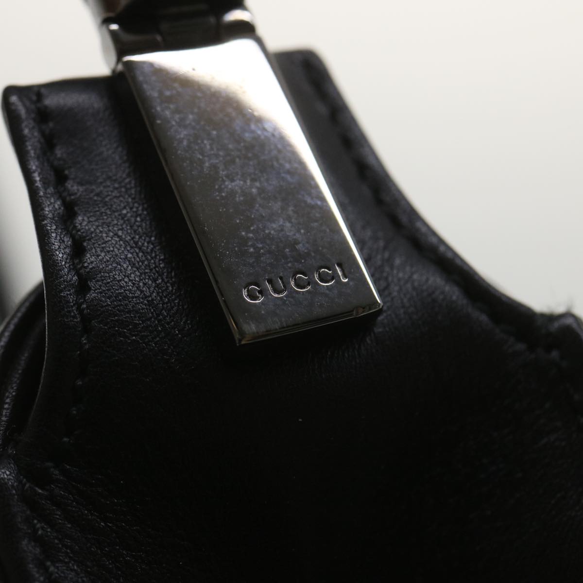 GUCCI Bamboo Shoulder Bag Leather Black 001 3239 001998 am3859