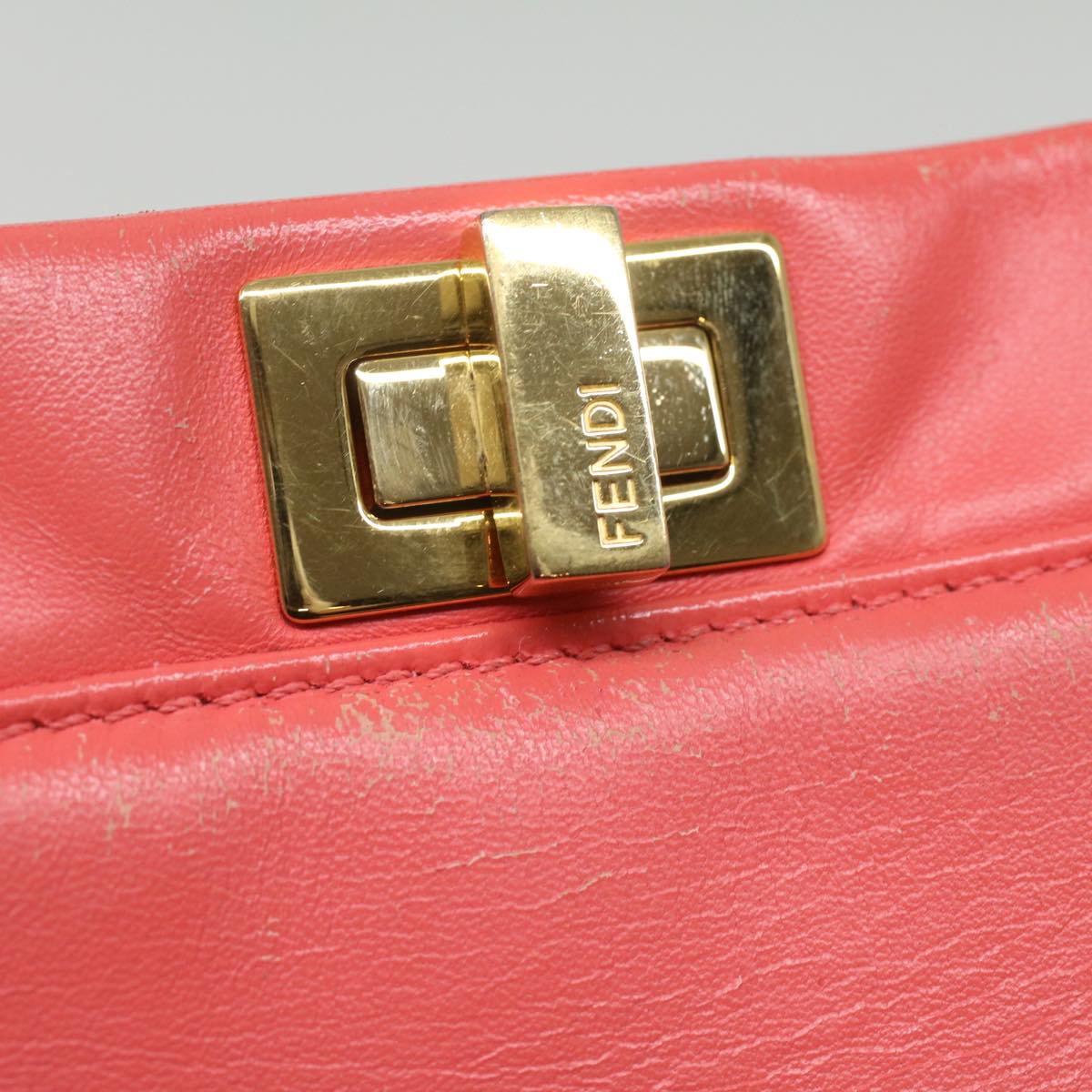 FENDI micro picaboo Hand Bag Leather 2way Orange am3883