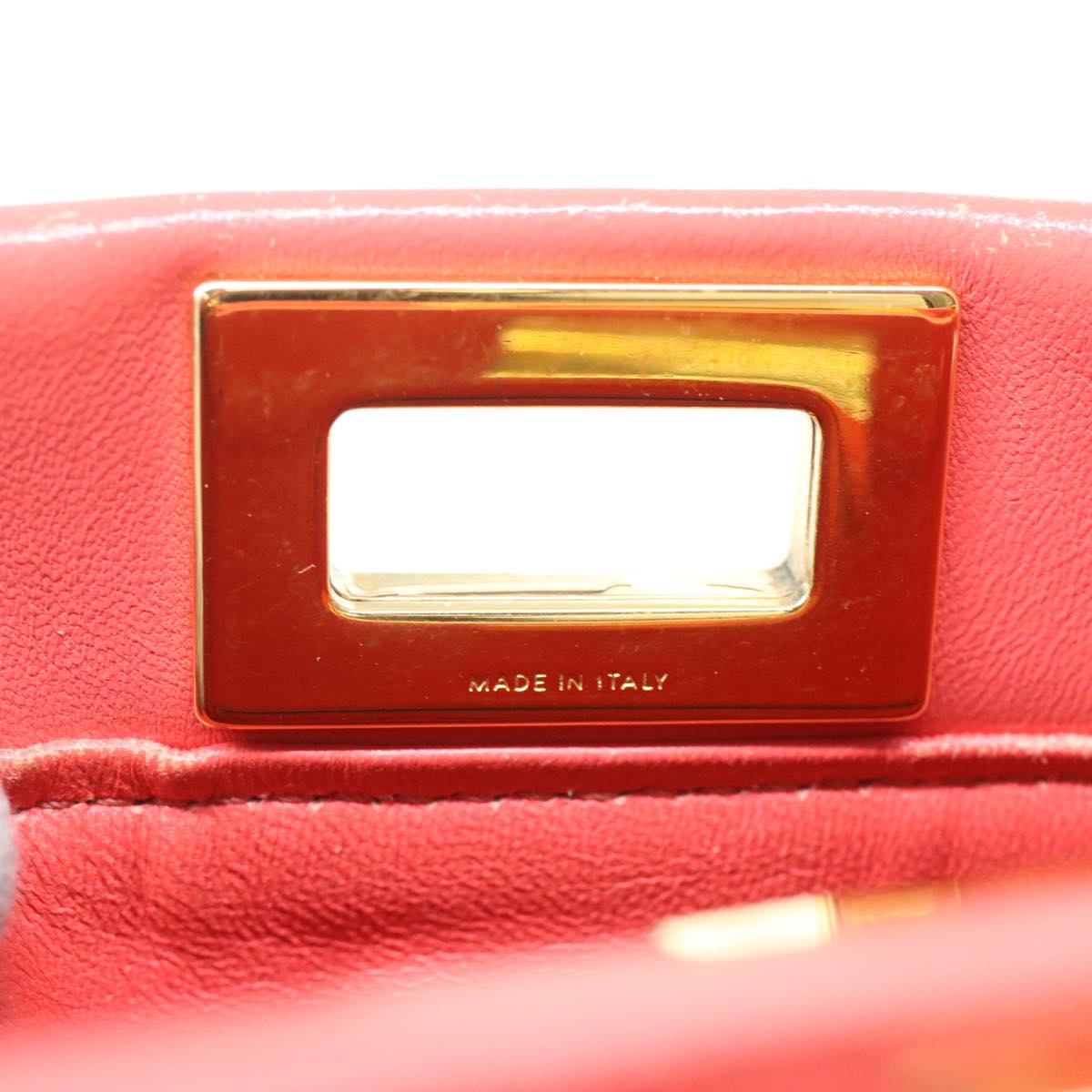 FENDI micro picaboo Hand Bag Leather 2way Orange am3883