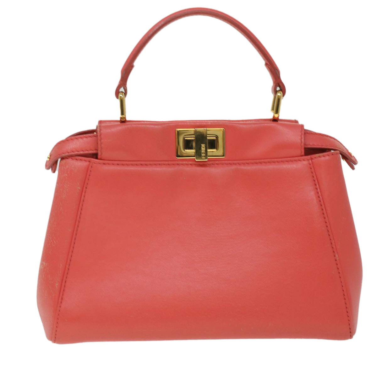 FENDI micro picaboo Hand Bag Leather 2way Orange am3883