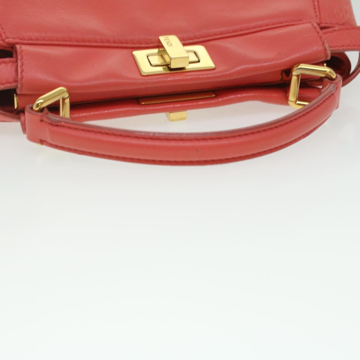 FENDI micro picaboo Hand Bag Leather 2way Orange am3883
