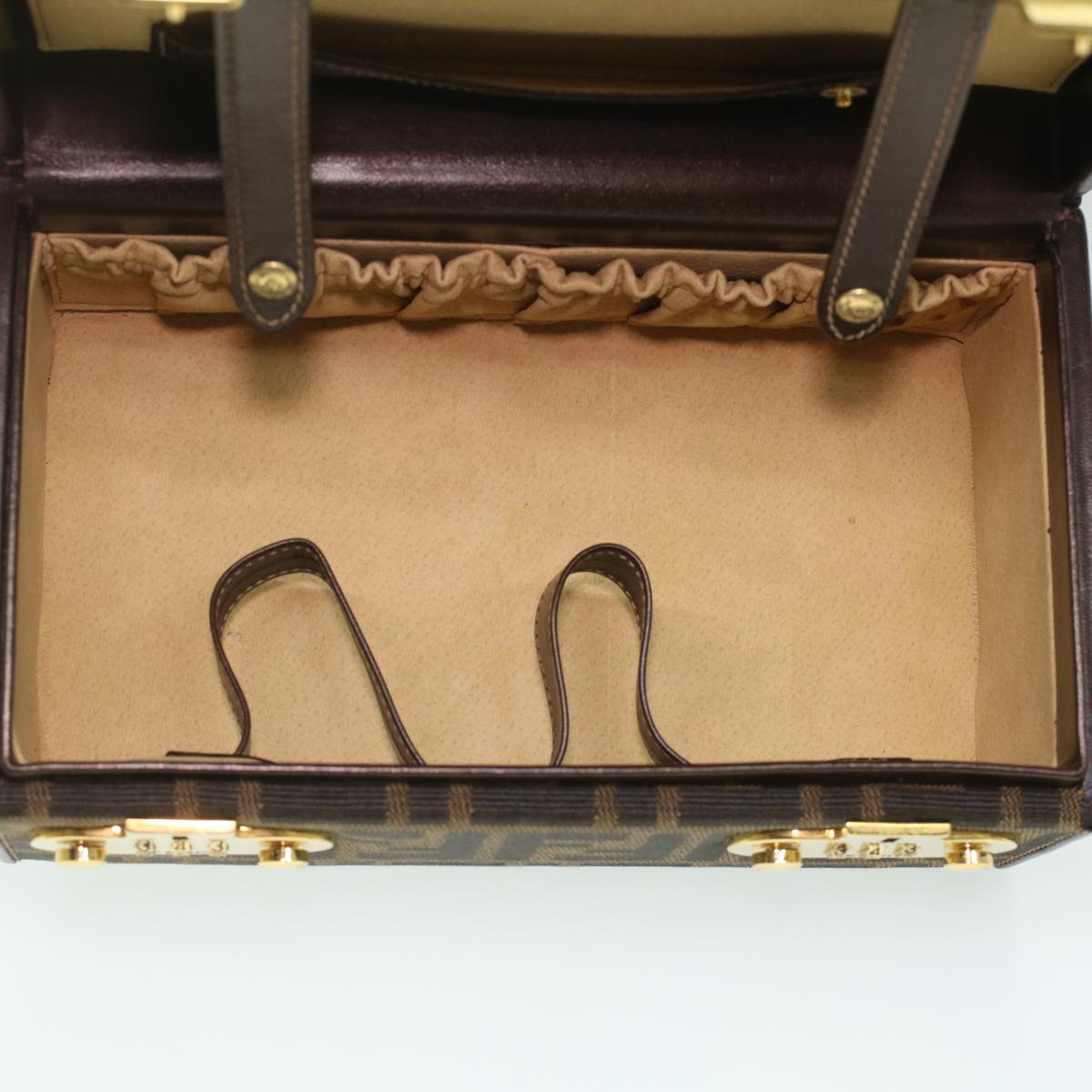 FENDI Zucca Canvas Hand Bag 2way Brown Black am3888A