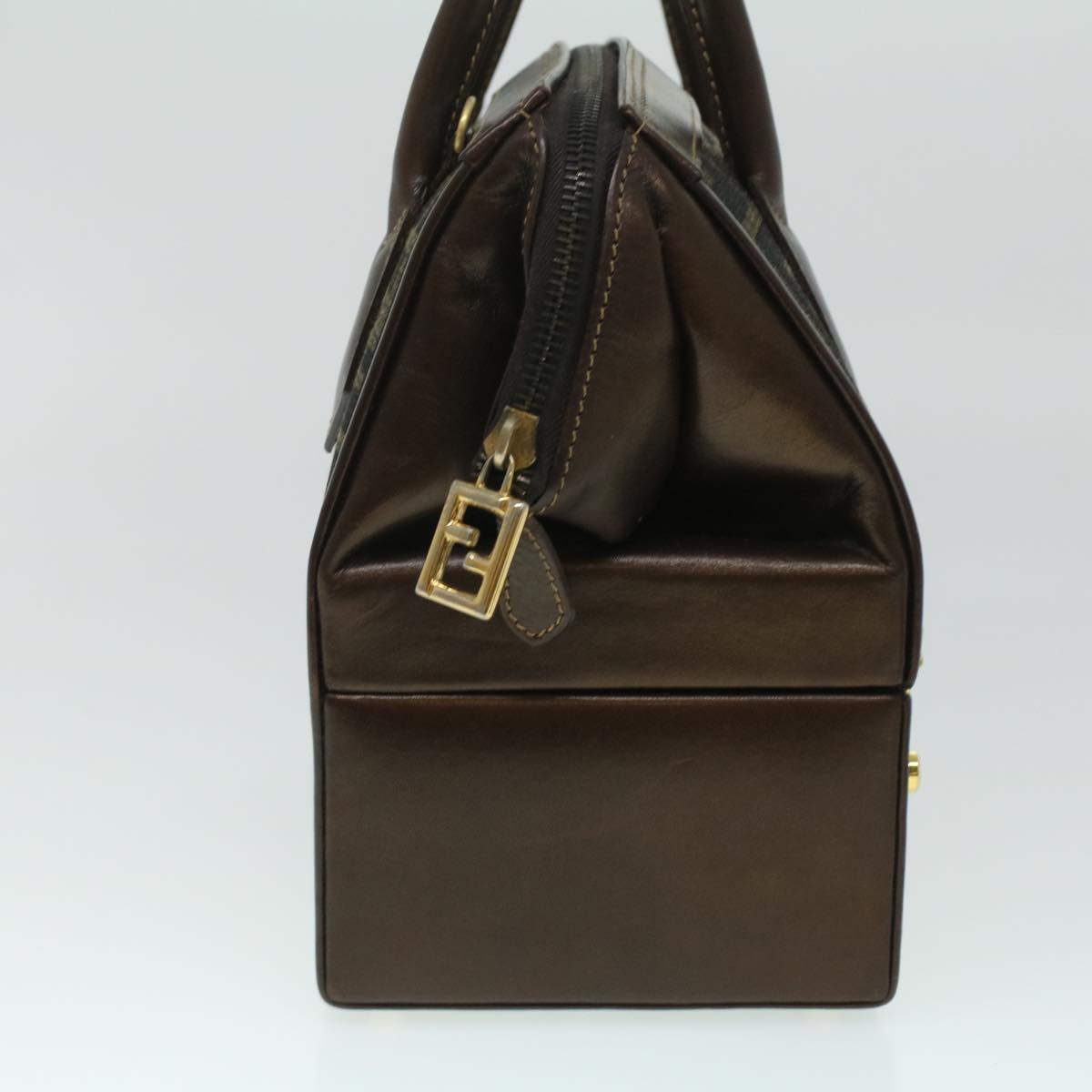FENDI Zucca Canvas Hand Bag 2way Brown Black am3888A