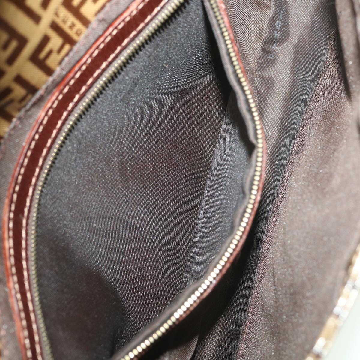 FENDI Mamma Baguette Zucchino Shoulder Bag Coated Canvas Brown am3912