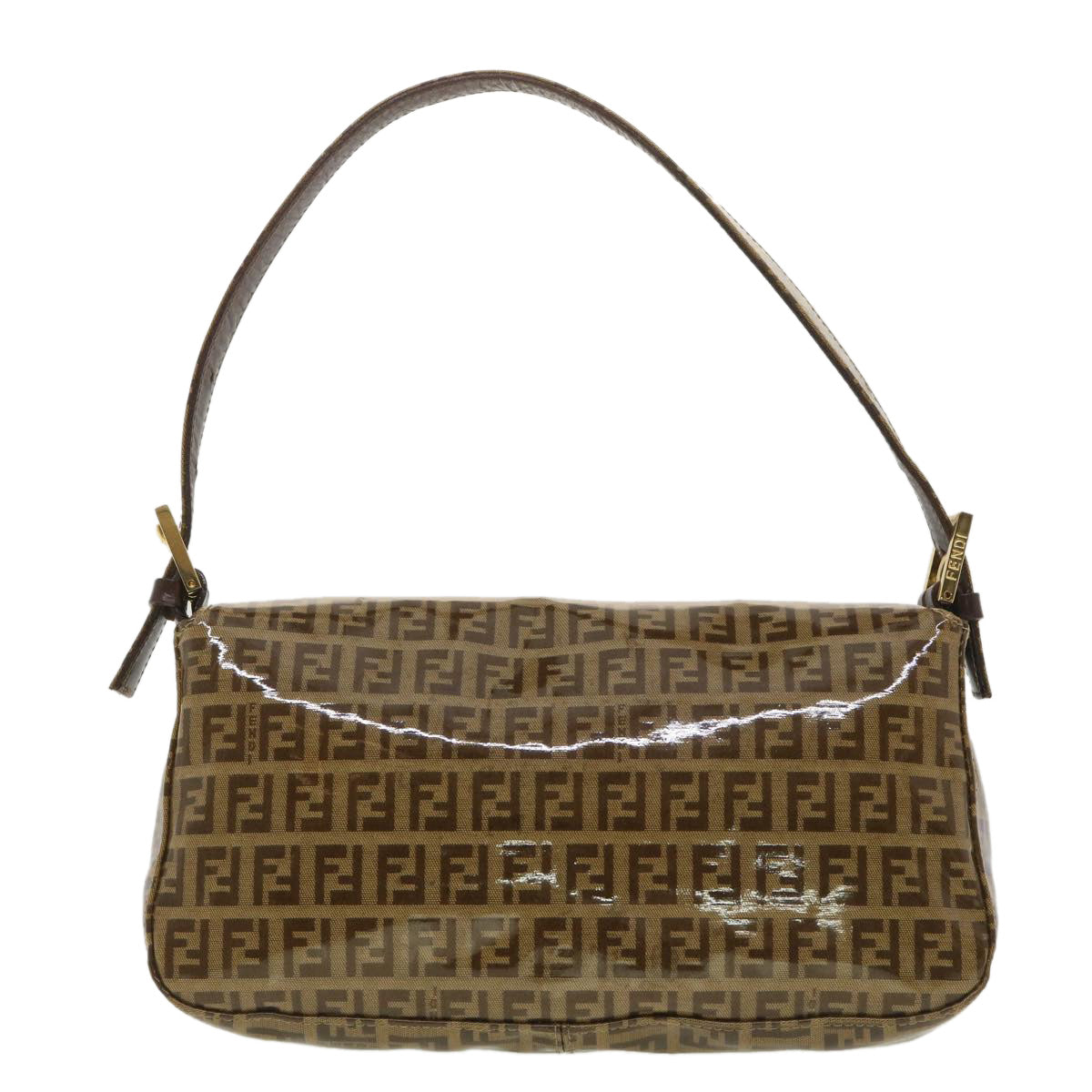 FENDI Mamma Baguette Zucchino Shoulder Bag Coated Canvas Brown am3912
