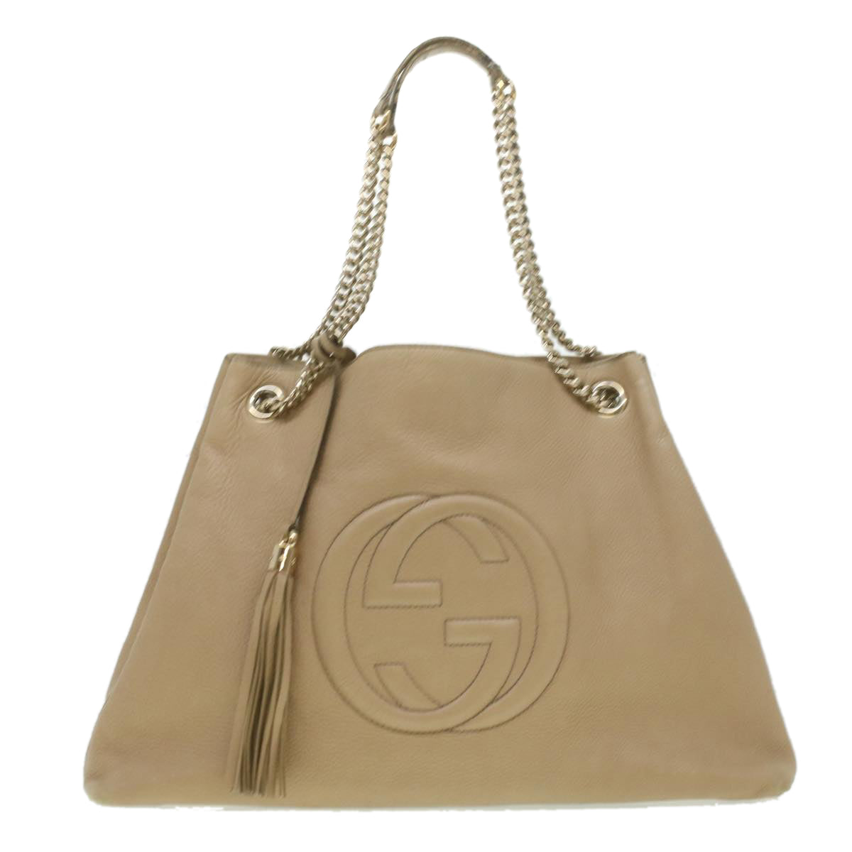 GUCCI Chain Soho Shoulder Bag Leather Beige 310306 am3948