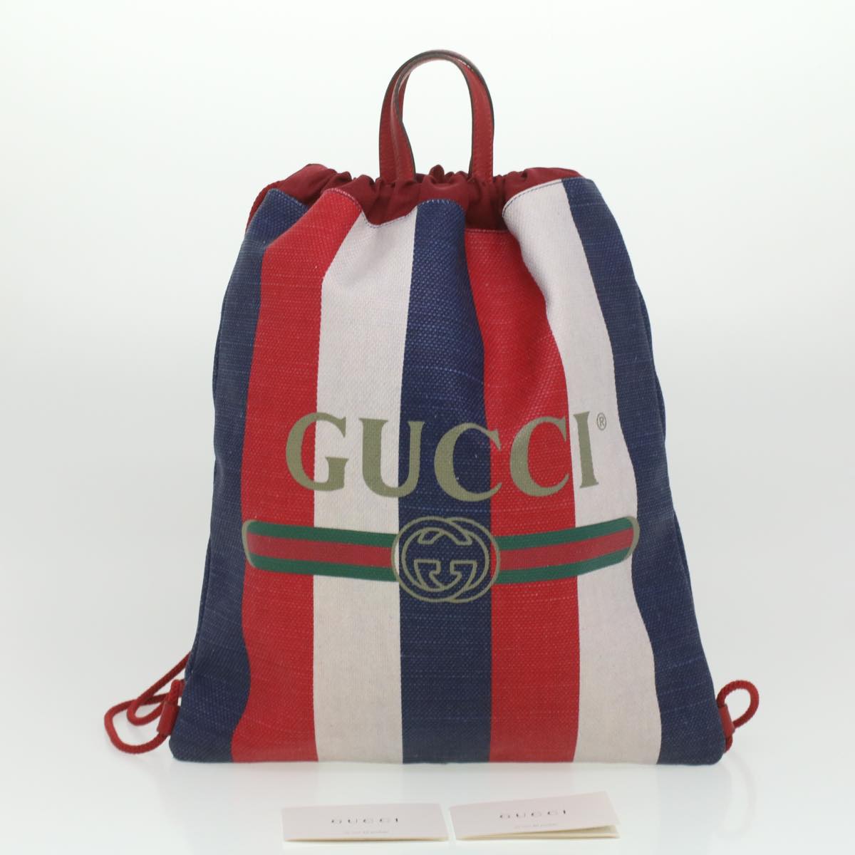 GUCCI Web Sherry Line Backpack Canvas Tricolor Red Blue Green 473872 am3970