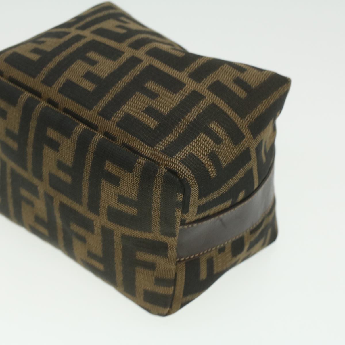 FENDI Zucca Canvas hand Pouch Nylon Brown Black am3972