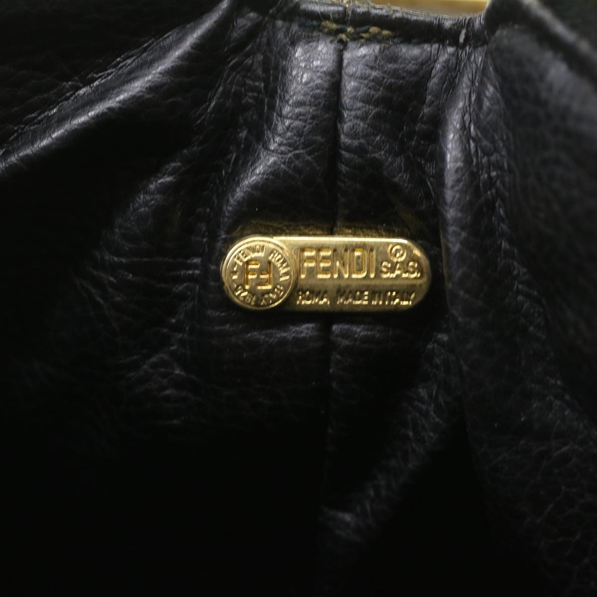 FENDI Zucca Canvas hand Pouch Nylon Brown Black am3972