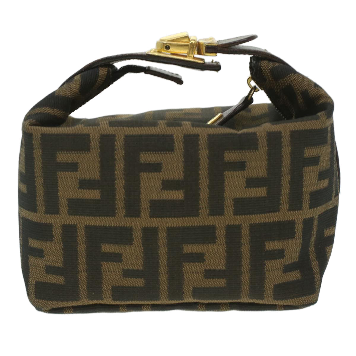 FENDI Zucca Canvas hand Pouch Nylon Brown Black am3972