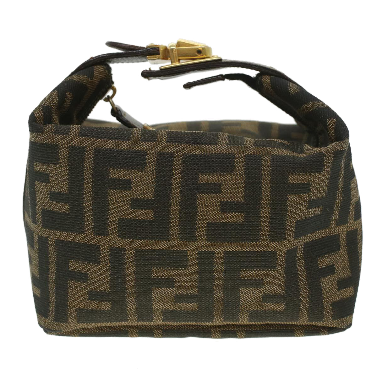 FENDI Zucca Canvas hand Pouch Nylon Brown Black am3972