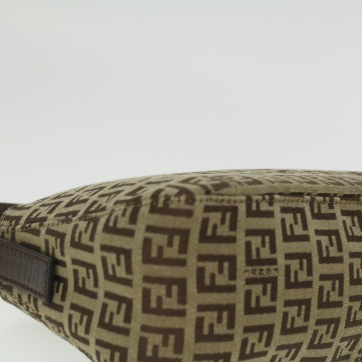 FENDI Zucca Canvas Mamma Baguette Shoulder Bag Nylon Brown Black am3973